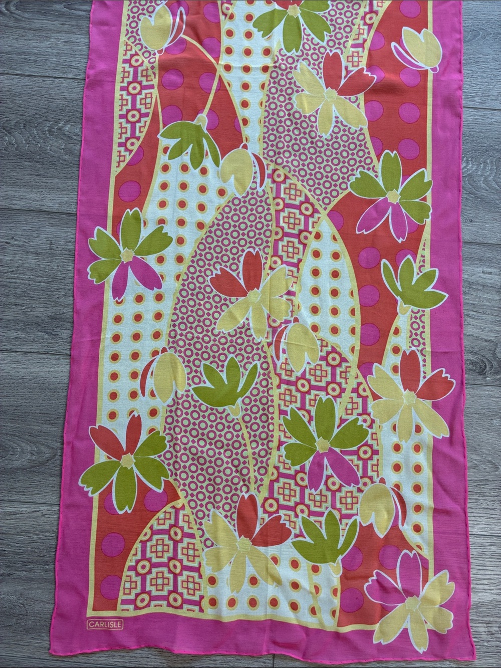 Carlisle Pink and Green Floral Accent Scarf